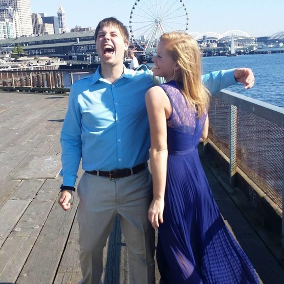 bcbg pleated lace inset gown